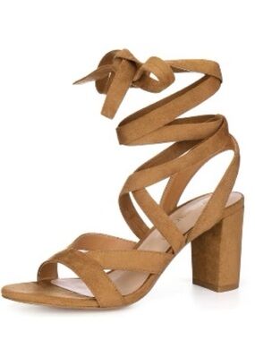 ASOS Suede Chunky Block Heel Lace Up Wrap Sandal, Boho Festival, NWOB, Size 10